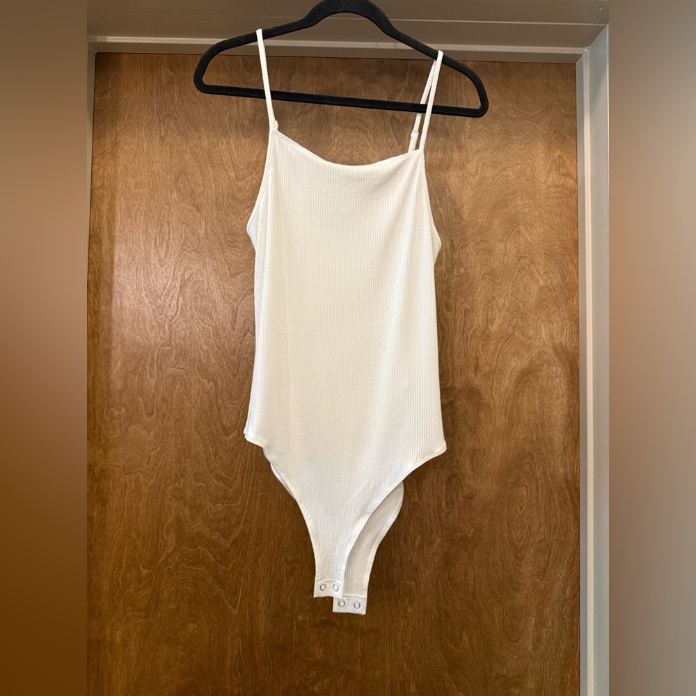 wild fable White Ribbed Scoop Neck Bodysuit